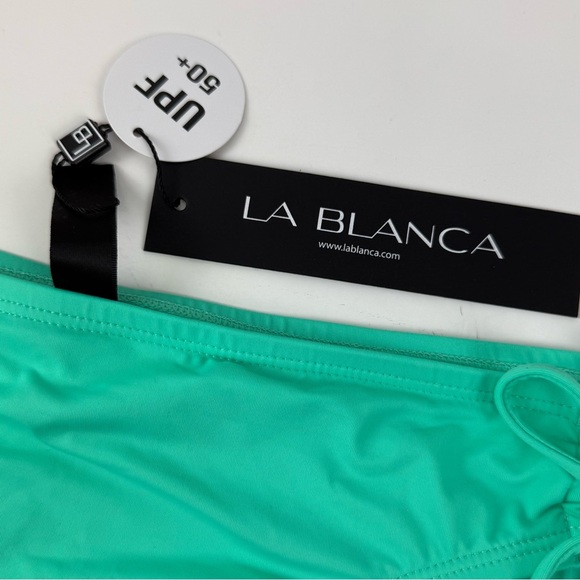 La Blanca Bikini Bottom Womens US 12 Green Goddess Side Tie Hipster NWT - Picture 3 of 11